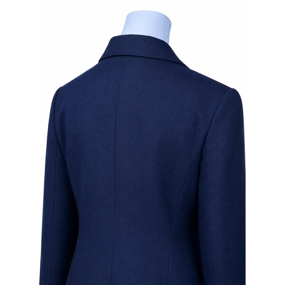 Laura Scott Navy Blue Linen Blend 3-Button Blazer Jacket Women Size 8